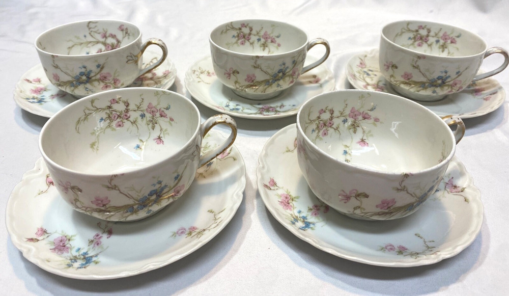Haviland Schleiger 78D Limoges France Set of 5 Cups and Saucers